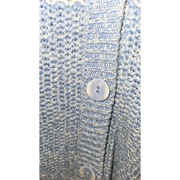 Vintage Stitches In Time Blue Open Knit Cardigan Cottagecore Womens Large - Picture 5 of 5